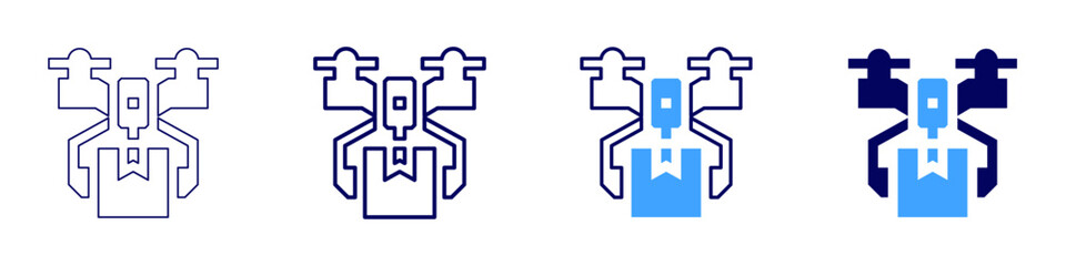 Remote delivery icon in 4 different styles. Thin Line, Line, Bold Line, Duotone. Duotone style. Editable stroke