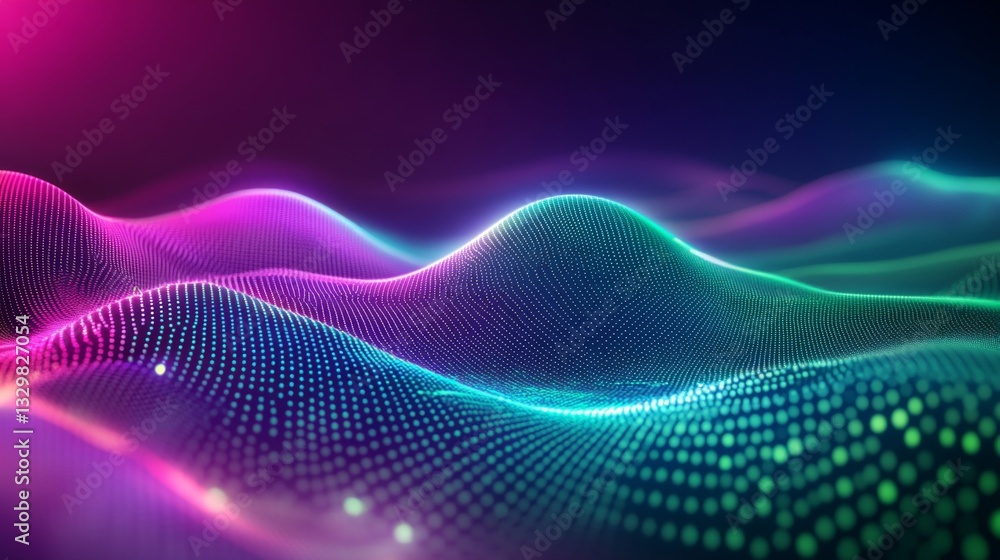 Poster abstract glowing data waves background