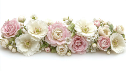 Obraz premium This stunning floral arrangement features soft pastel roses and delicate blooms, perfect for adding elegance and charm to any event or home decor