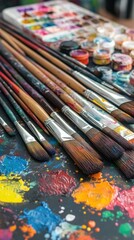 A Colorful Canvas: Paintbrushes and Palette