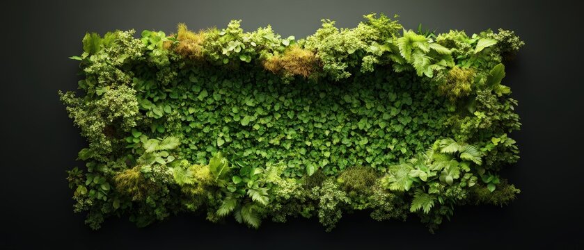 Lush green plants flourishing in a natural setting with a vibrant green products billboard displayed prominently