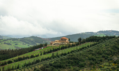 Driving through lush landscape in Morocco