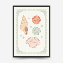 Abstract childlike summer vibe posters template. Modern trendy minimal style. Hand drawn Rounded design for wallpaper, wall decor, print, postcard, cover, template, banner.