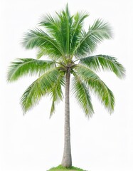 A lush green palm tree against a white background.