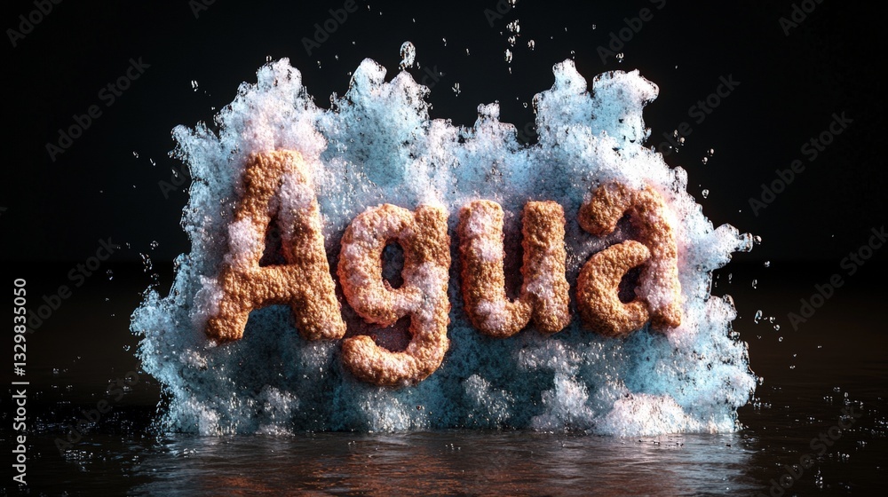 Aufkleber dynamic splash of water capturing the word 'stop' in mid-air creating a striking visual composition 