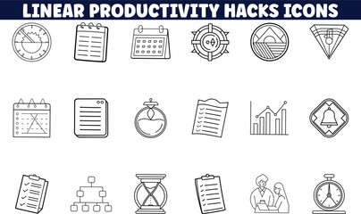 Linear Productivity Hacks Icons Time Management, Scheduling, and Goal Setting