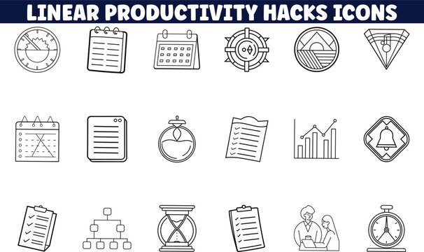 Linear Productivity Hacks Icons Time Management, Scheduling, and Goal Setting