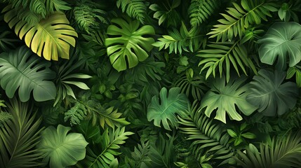 Vibrant Green Tropical Jungle for Natural Background