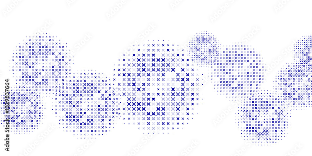 Poster vector abstract blue background frame of geometric shapes. circular ornament. pattern of dots, parti