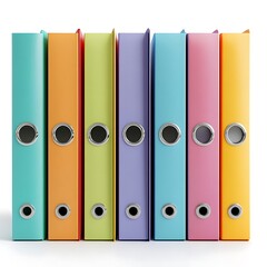 Colorful lever arch files in a row.
