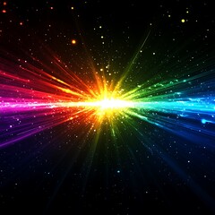 Colorful light burst in space.