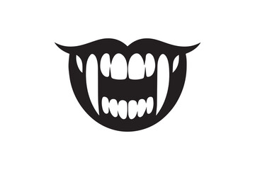 Naklejka premium simple and subtle vector silhouette of vampire teeth in black and white, set against a white background
