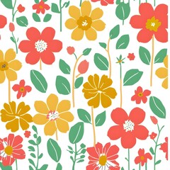 Blumenmuster, Blumentapete, bunte Blumen, 2D Blumen © Lea