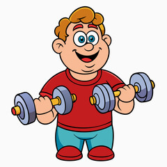 Cartoon Man Lifting Dumbbells – Fun and Motivational Strength Training Illustration