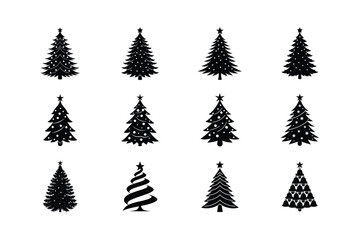 Christmas tree silhouette vector Bundle