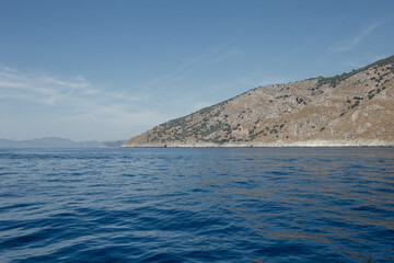 Sailing View of the Mediterranean Sea Near Fethiye, Turkey. 