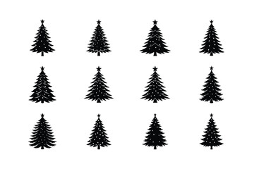 Obraz premium Christmas tree silhouette vector Bundle