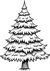 Obraz premium Illustrated christmas tree with detailed branches and needles