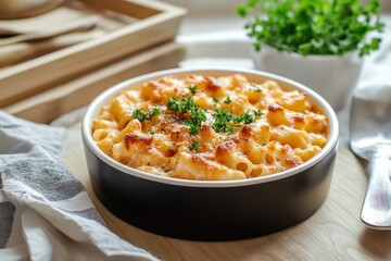 Creamy Mac & Cheese Bake, kitchen setting, food blog