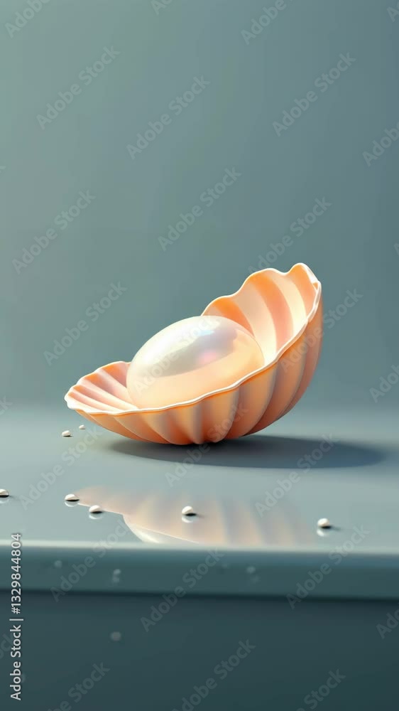 Poster a small white pearl is sitting inside a pink shell. the shell is open, and the pearl is visible insi