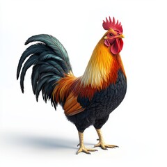 Fototapeta premium Rooster standing proudly against a plain white background