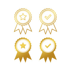 Golden certificate icon set.