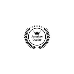 Trendy black badge - premium, quality guaranteed seal on a checkerboard transparent background