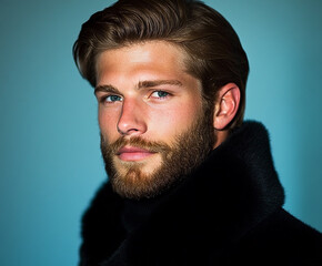 Obraz premium Handsome man close up, handsome male portrait close up