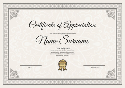 certificate template with ornamental border