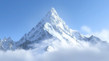 Obraz premium Majestic SnowCapped Mountain Peak Soaring Above Clouds