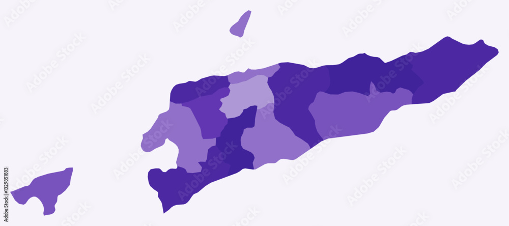 Poster map of timor-leste with regions. just a simple country border map with region division. deep purple 