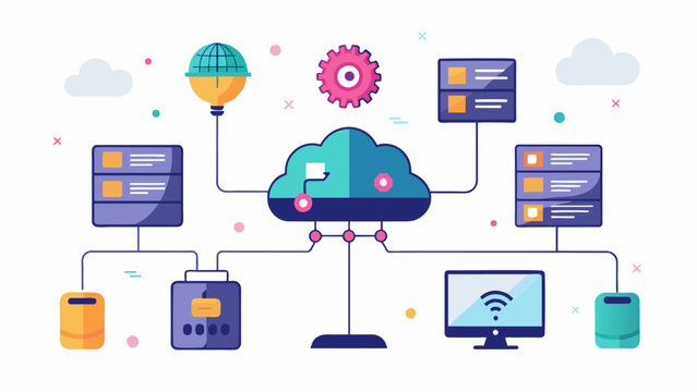 By analyzing network traffic patterns and data transfer volumes the AI system was able to create specialized data paths that reduced processing time and improved data delivery. Vector illustration