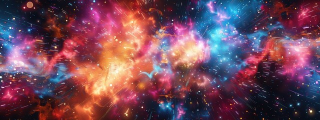 Fototapeta premium Colorful galaxy with a bright orange star in the middle