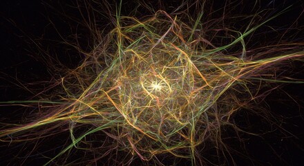   Abstract colorful pattern of the finest lines, multidimensionality, golden symmetry, enigma, fantasy,  imagination