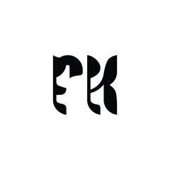 Obraz premium FK monogram logo design letter text name symbol monochrome logotype alphabet character simple logo