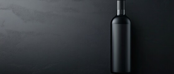 Naklejka premium Elegant Black Wine Bottle on Dark Background: A Minimalist Mockup