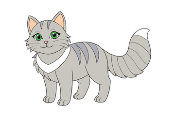 Cute cat vector art in illustration on a white background