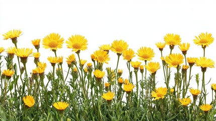 Vibrant Yellow Flowers Isolated on White Background
