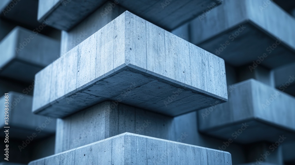 Poster abstract concrete blocks stacked in a geometric pattern