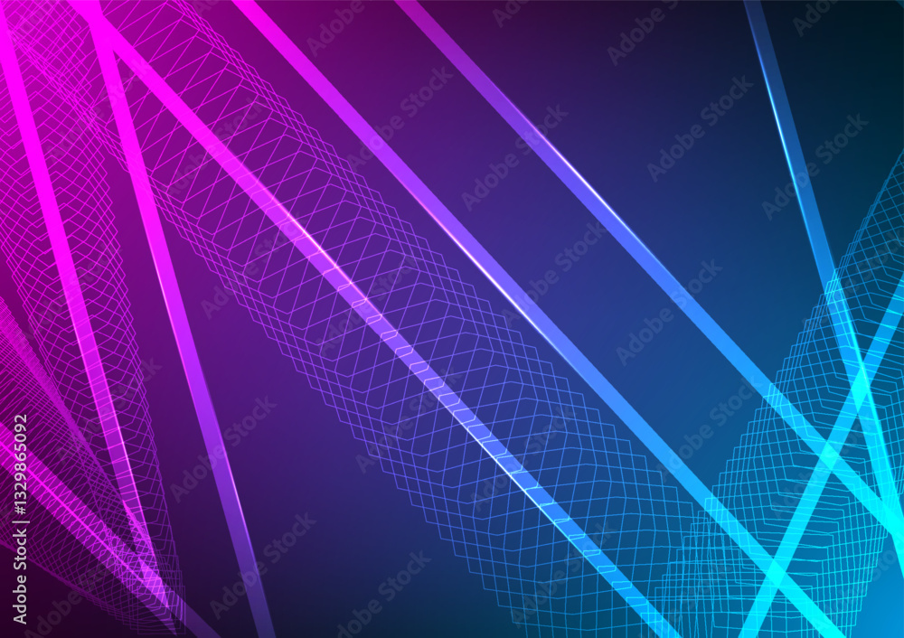 Poster digital technology gradient background. colorful futuristic wireframe and wave. design for abstract 