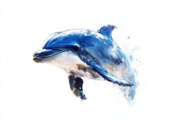 Obraz premium Majestic Dolphin Swimming Through Clear Blue Waters in Bright Colors