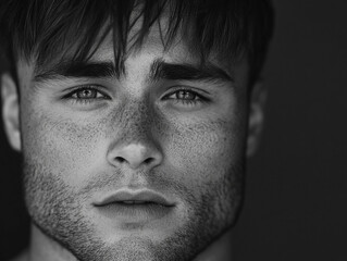 Fototapeta premium Handsome man close up, handsome male portrait close up