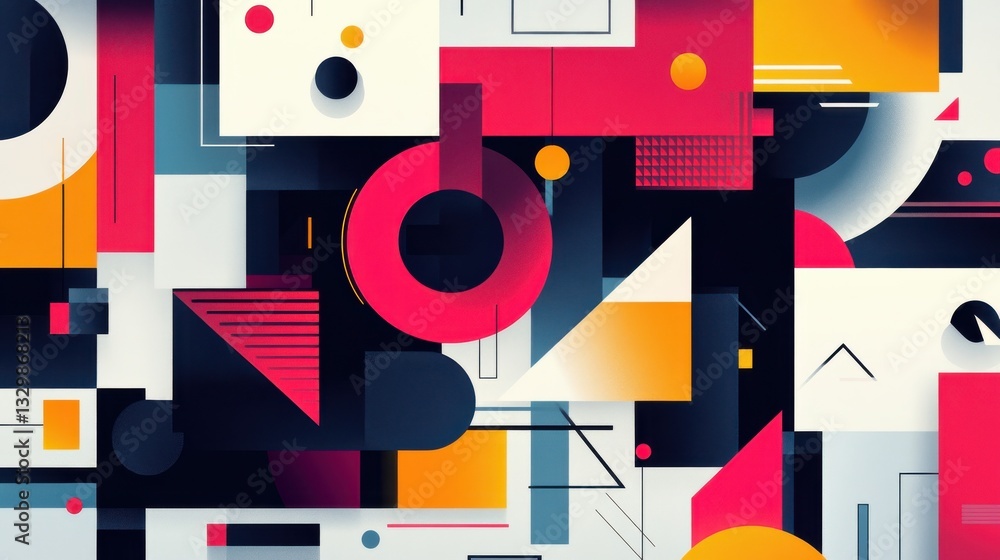 Poster an abstract flat vector design featuring an array of geometric shapes