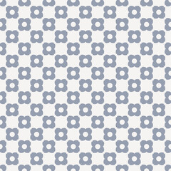 Simple geometric floral seamless pattern. Small checkered minimalist flower pattern background. Repeat check print beige and light blue retro style background for fashion,fabric, wrapping, kitchen and