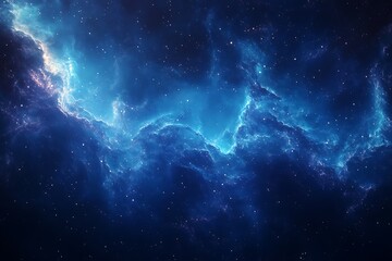 Cosmic nebula, blue gas and dust clouds in space.