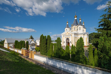 View of old ancient  Cathedral of St Alexander Nevsky in Kobrin city, Belarus
