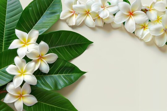Fototapeta Elegant Frangipani Floral Border