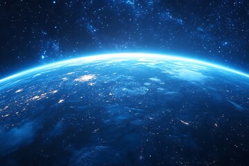 Earth's night side illuminated by city lights from space.