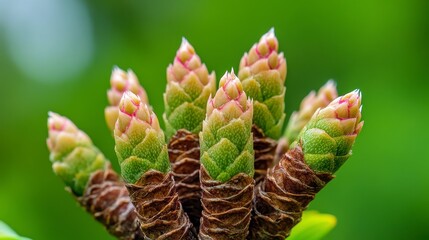 Obraz premium Vibrant Green and Pink Flower Buds Close Up