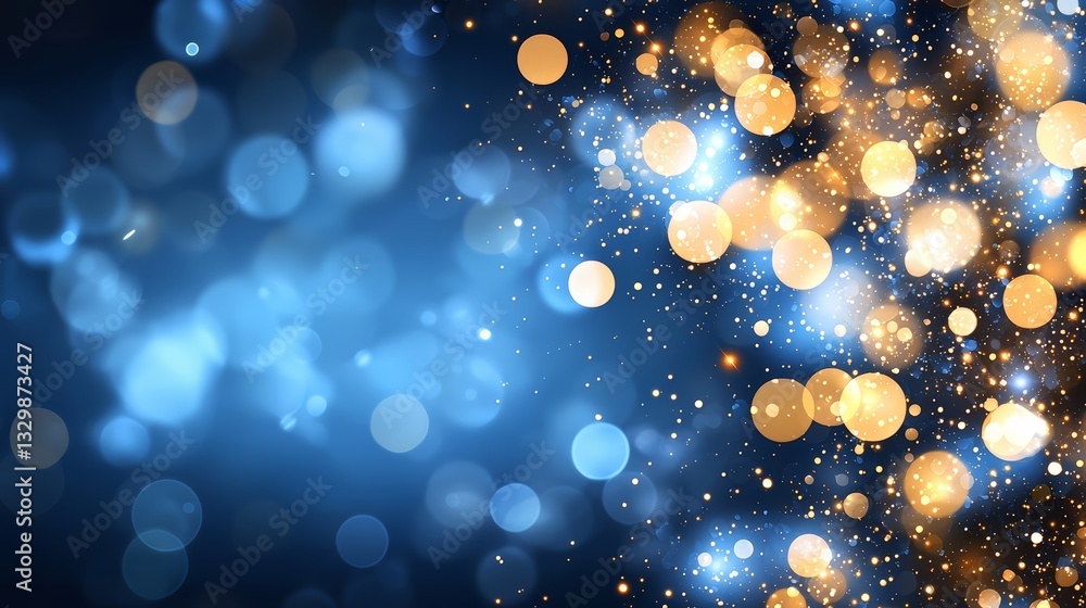 Fototapete blue and gold background with many small circles. the circles are of different sizes and colors. the